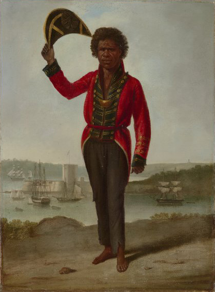 Augustus Earle Portrait of Bungaree, a native of New South Wales, with Fort Macquarie, Sydney Harbour,